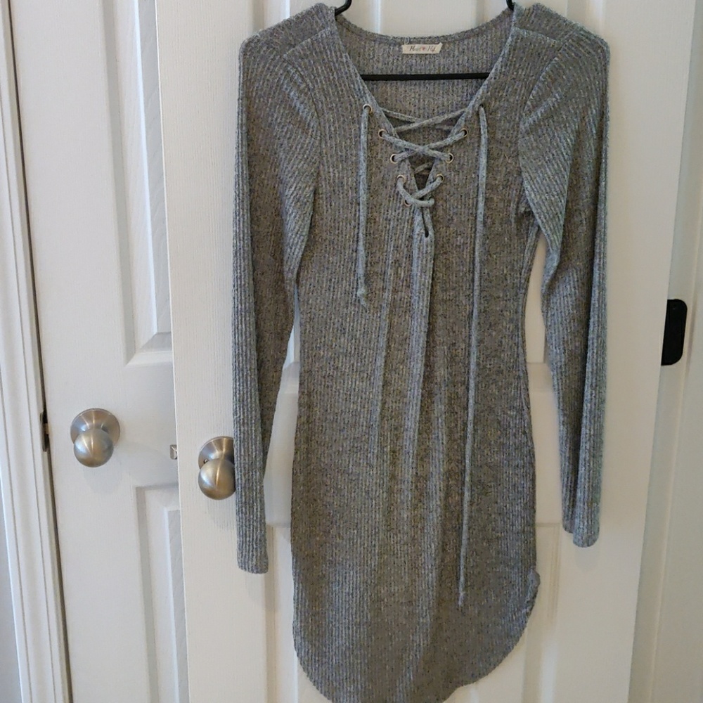 Gray sweater dress